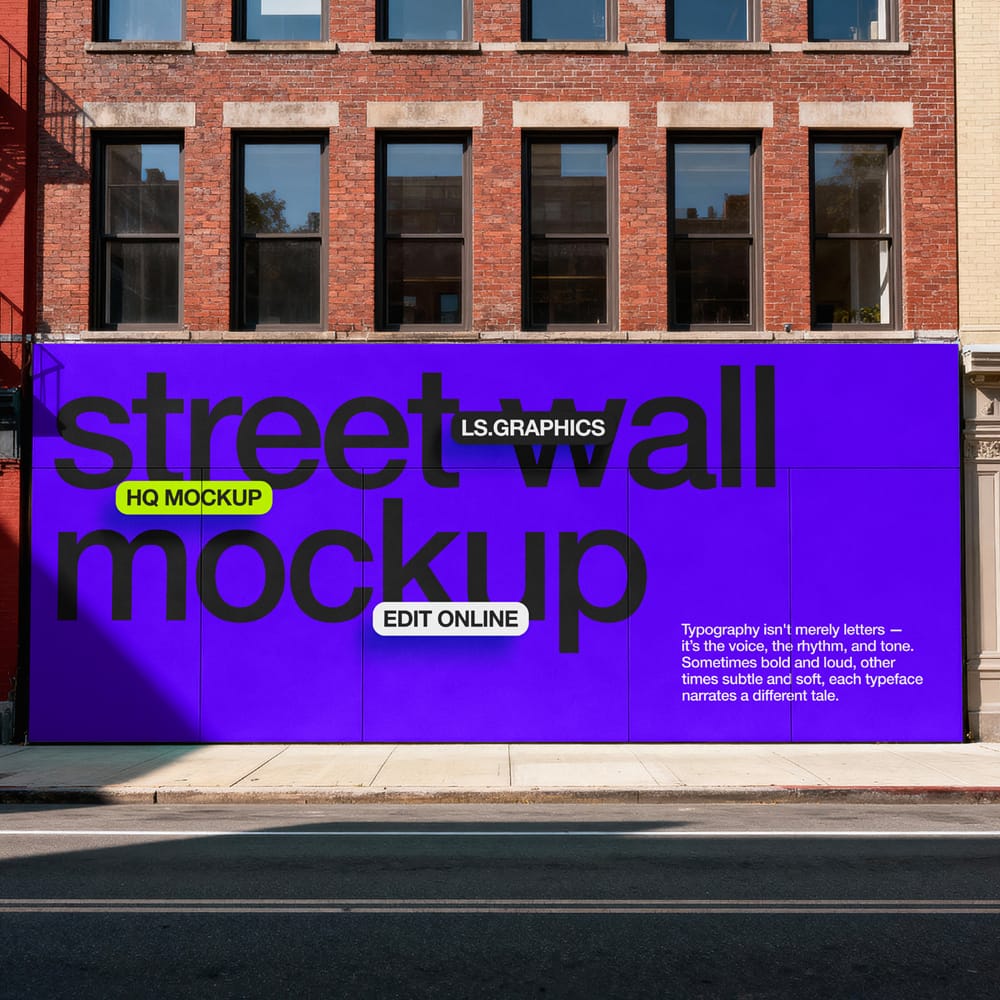 Free Realistic Street Wall Mockup PSD
