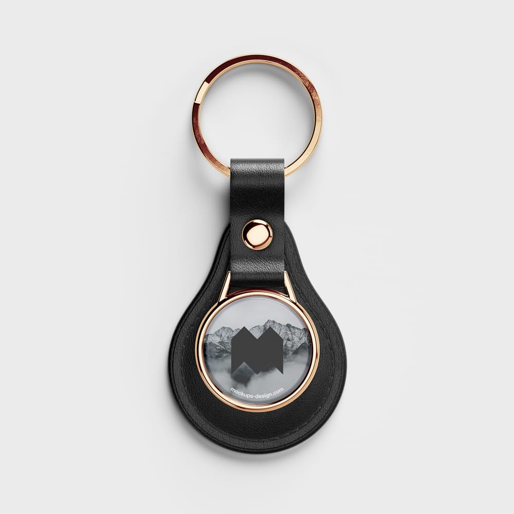 Free Round Leather Keychain Mockup PSD