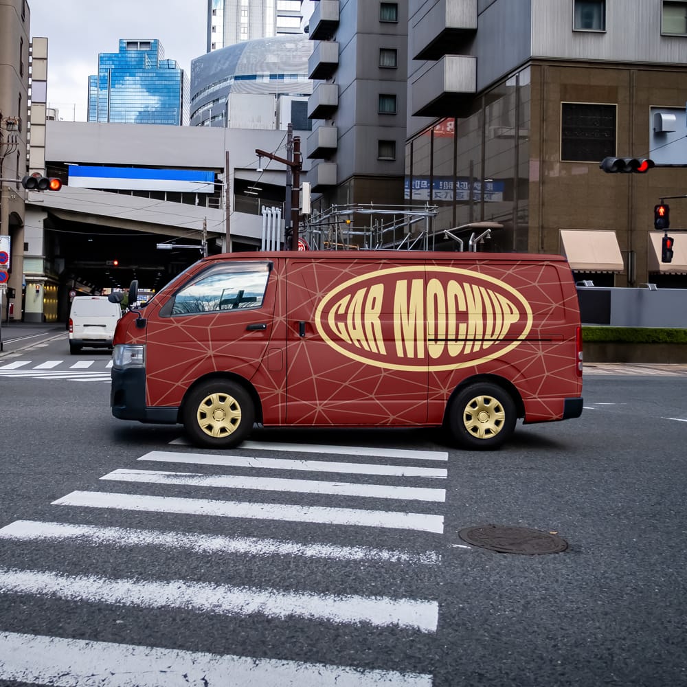 Free Small Cargo Vehicle Mockup PSD