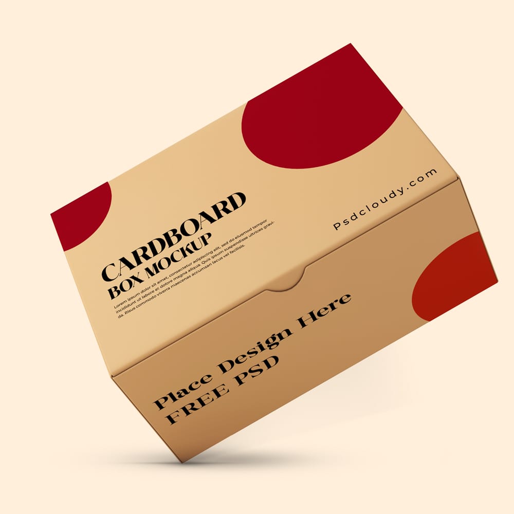 Free Square Cardboard Shipping Box Mockup PSD