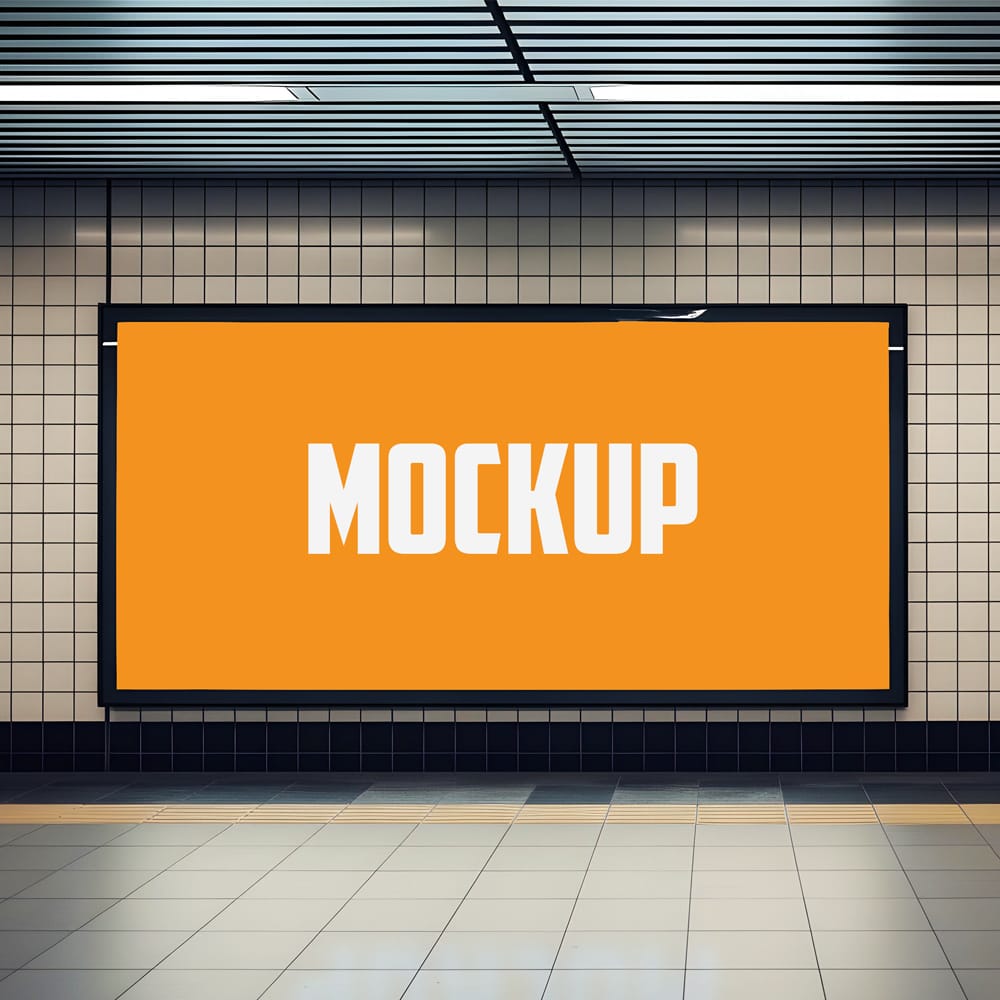 Free Subway Horizontal Billboard Mockup Template PSD