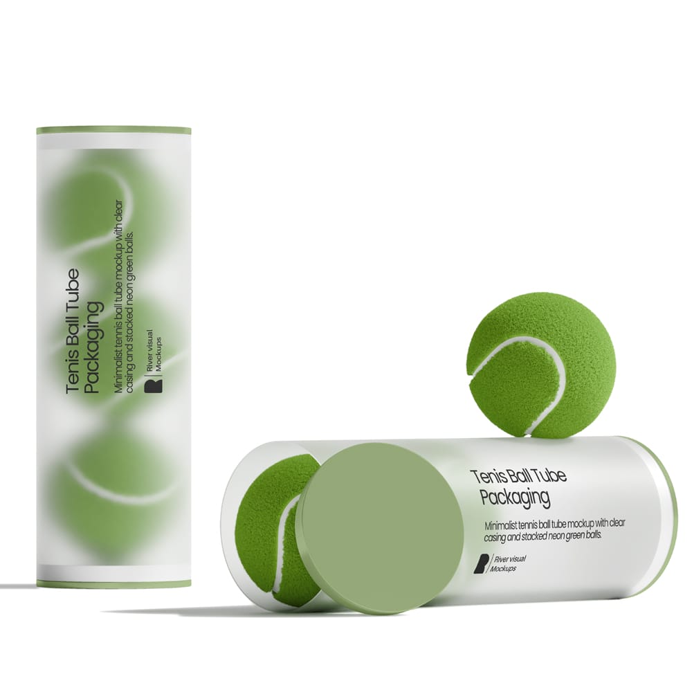 Free Tenis Ball Tube Packaging Mockup PSD