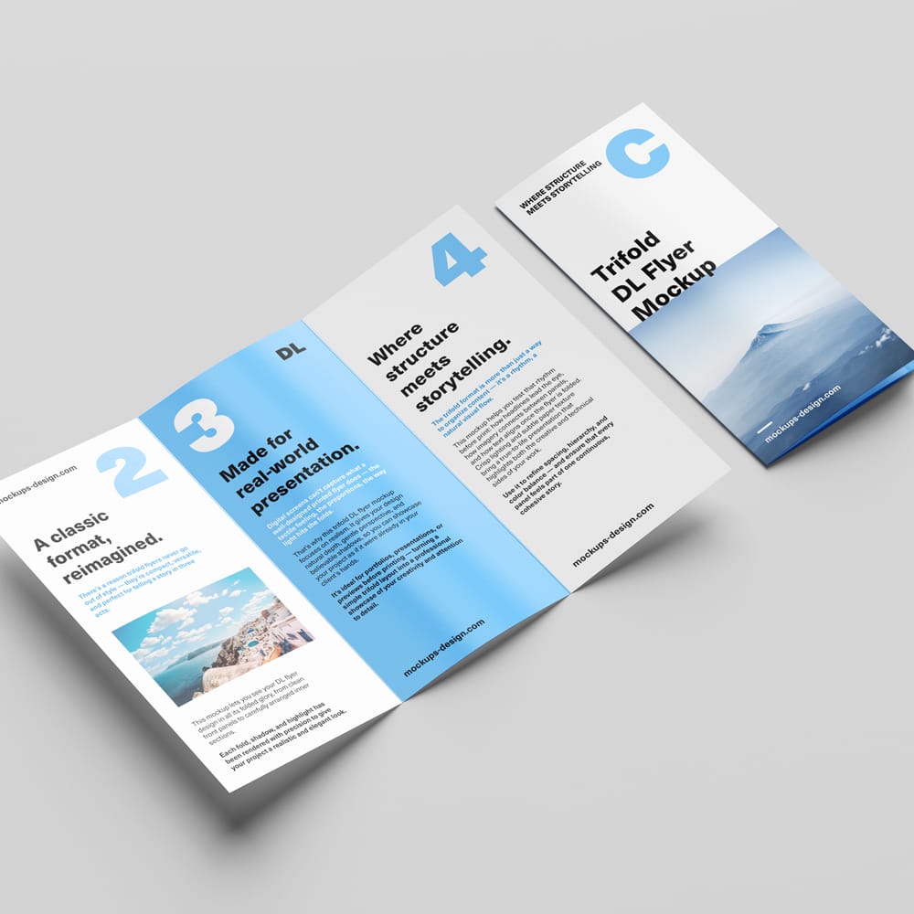 Free Trifold DL Flyer Mockup PSD