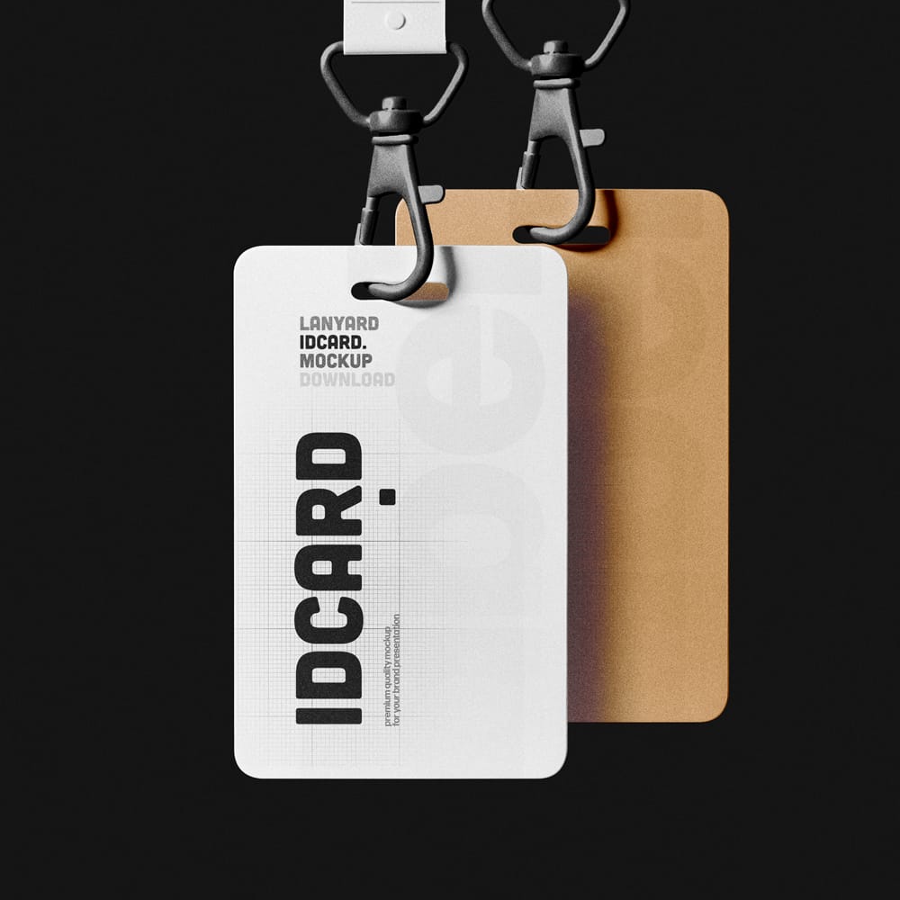 Free Two Lanyard ID Card Mockup PSD