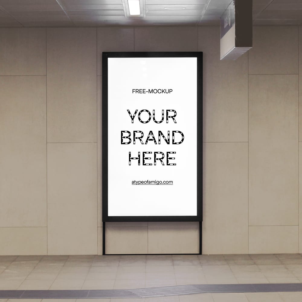 Free Underground Framed Poster Mockup PSD