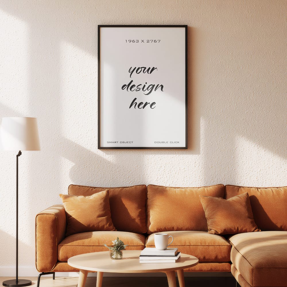Free Warm Interior Poster Mockup PSD