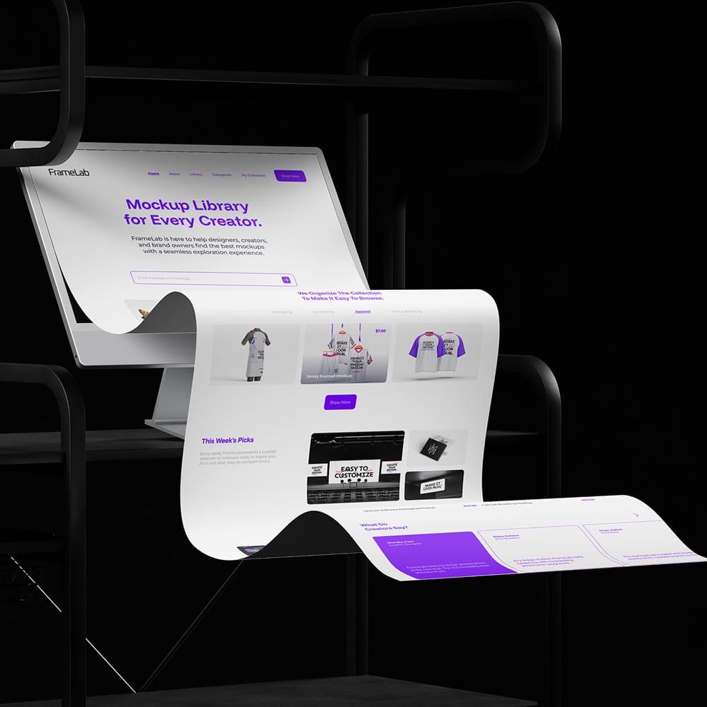 Free iMac Screen Longscroll Mockup PSD