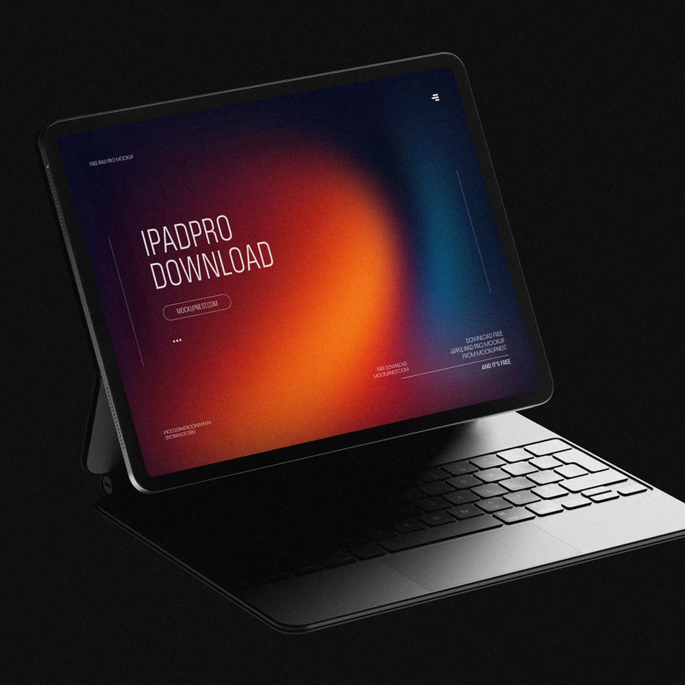 Free iPad Pro Mockup With Magic Keyboard PSD