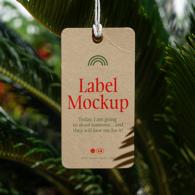 Front View Hanging Label Mockup PSD