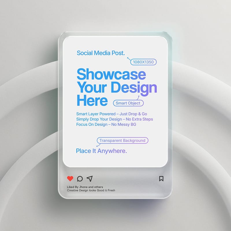 Frosted Glass Instagram Post Showcase Mockup PSD