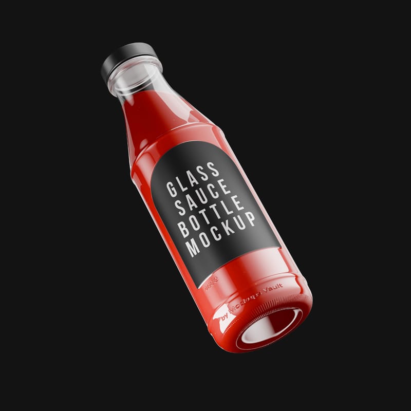 Glass Sauce Bottle Mockup PSD