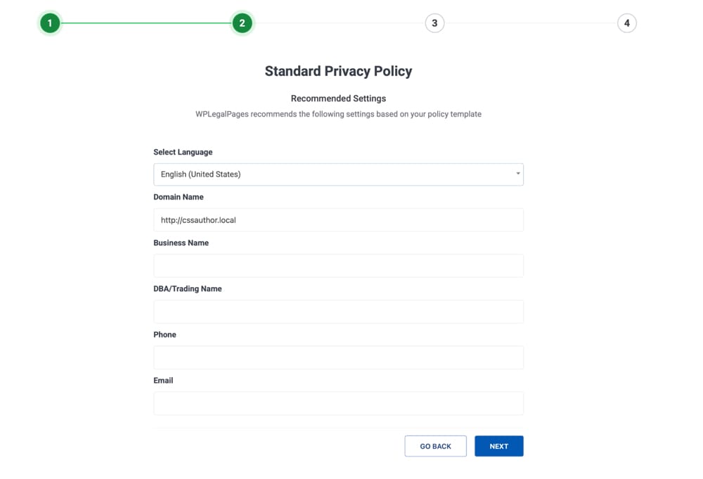 Guided Wizard Setup Process