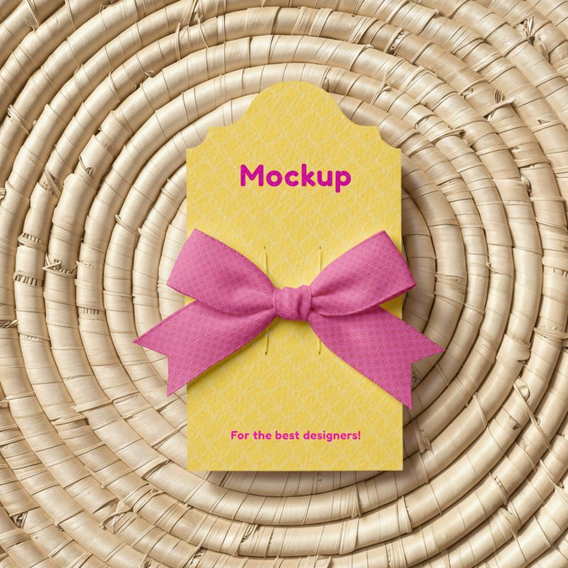 Hair Bow Card Mockup PSD