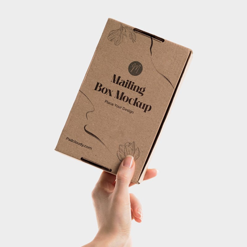 Hand Holding Packaging Mockup PSD