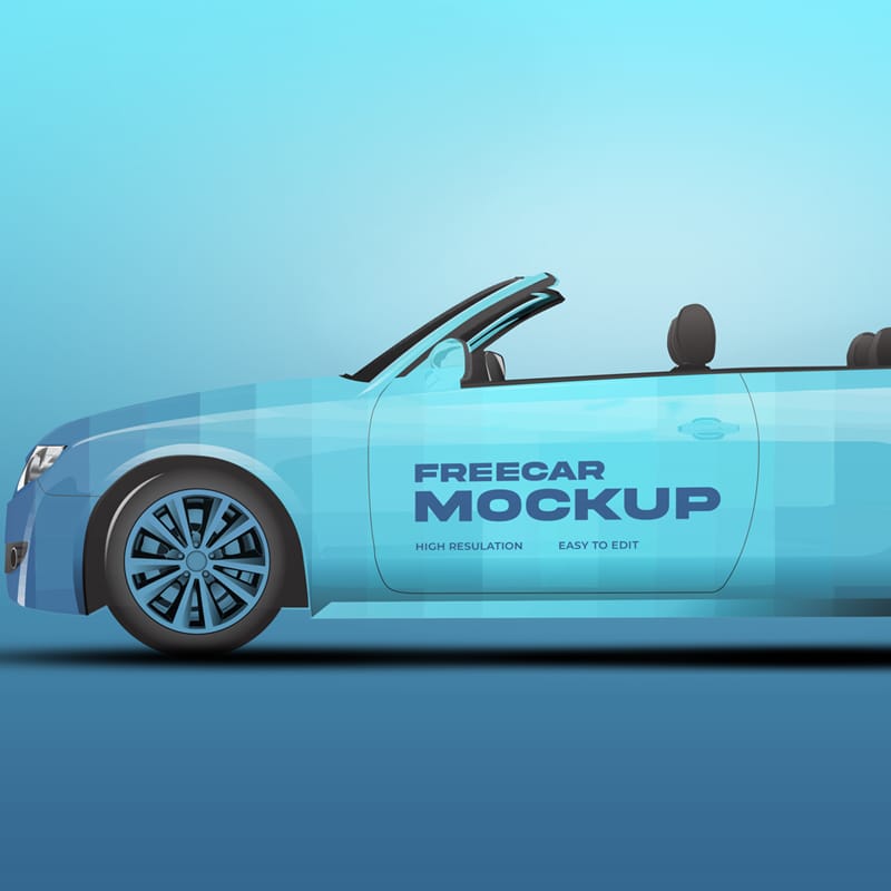 Hatchback Car Side View Mockup PSD