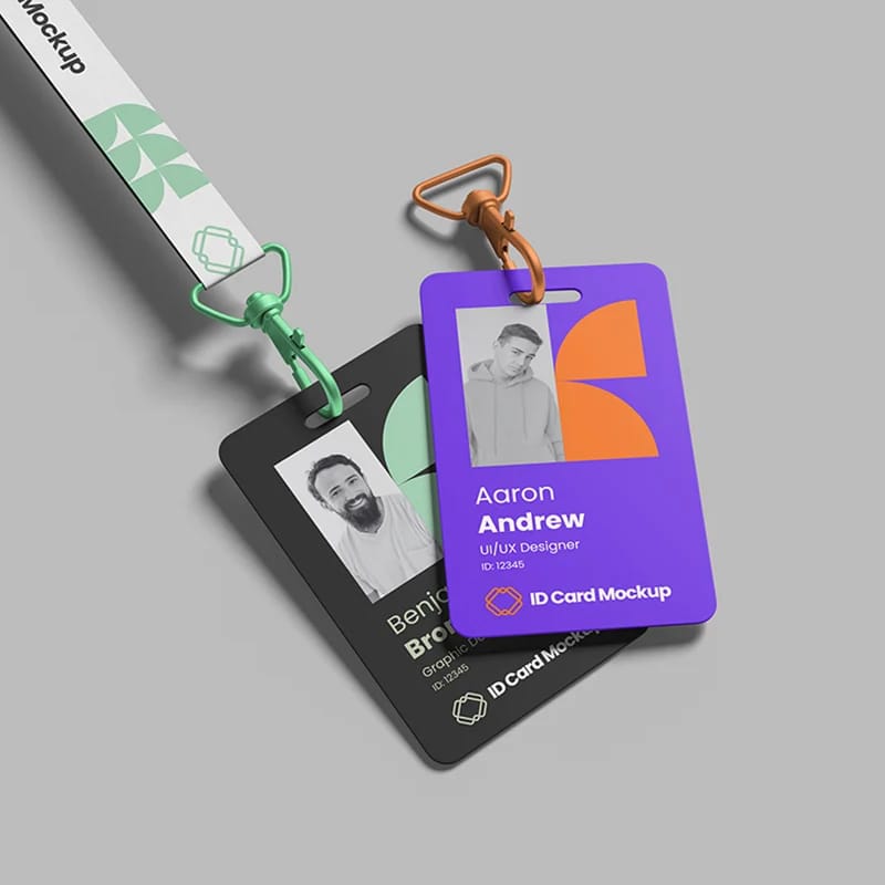 ID Card and Lanyard Mockup Template PSD