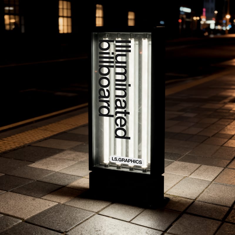 Illuminated Street Pylon Mockup PSD