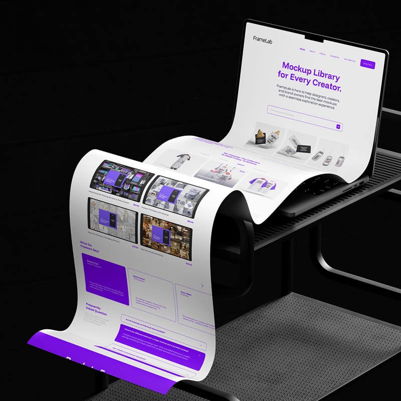 Macbook Screen Longscroll Mockup PSD