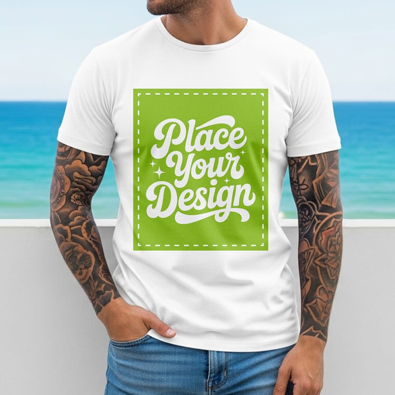 Man Model T-Shirt Mockup Template PSD