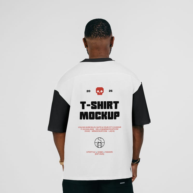 Men Back Turned T-Shirt Mockup PSD