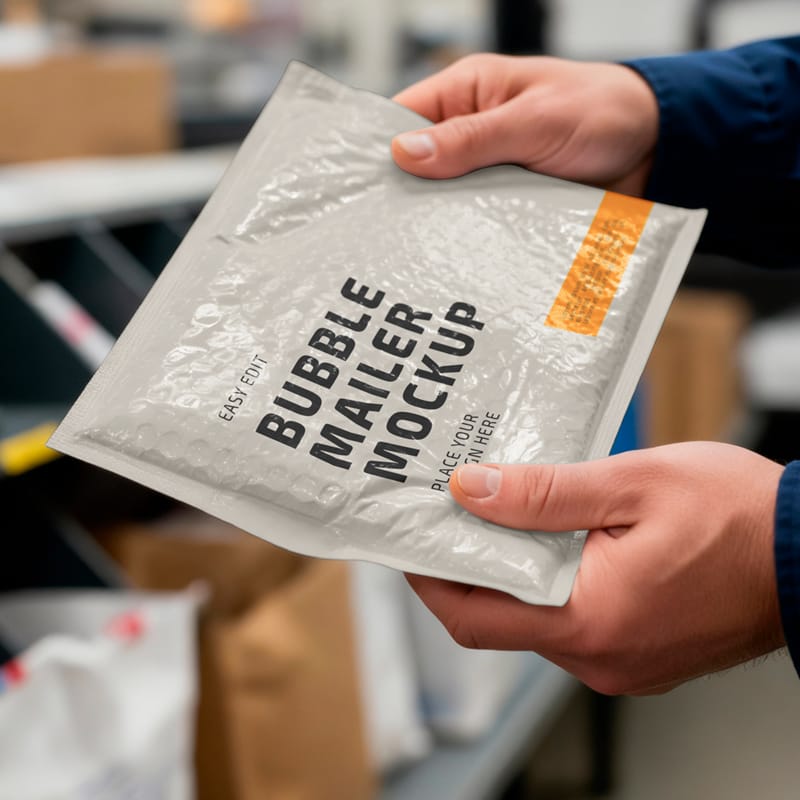 Metallic Bubble Mailer Mockup Template PSD