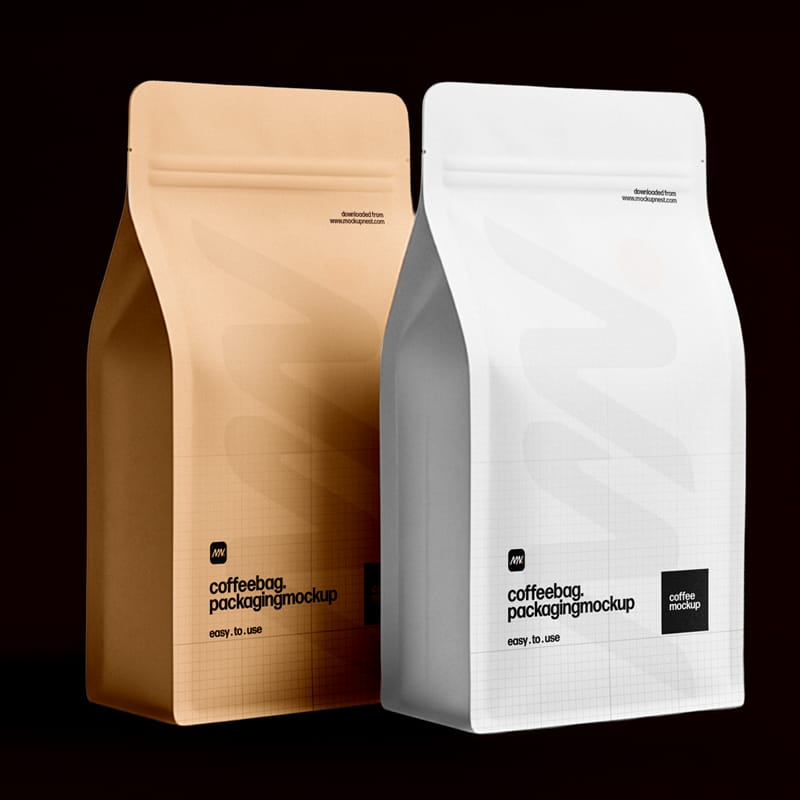 Minimal Coffee Bag Packaging Mockup PSD
