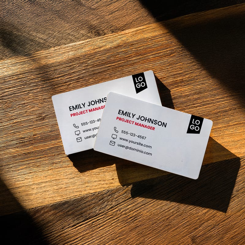 Minimalist Business Card Mockup on Wooden Surface PSD