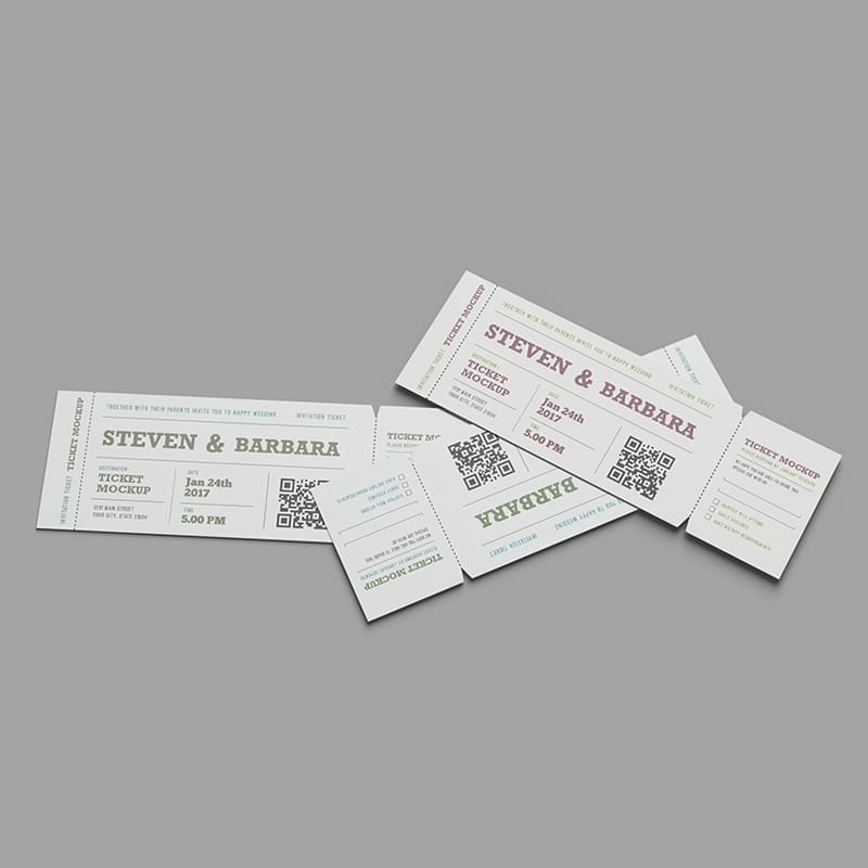 Minimalist Clean Ticket Mockup PSD