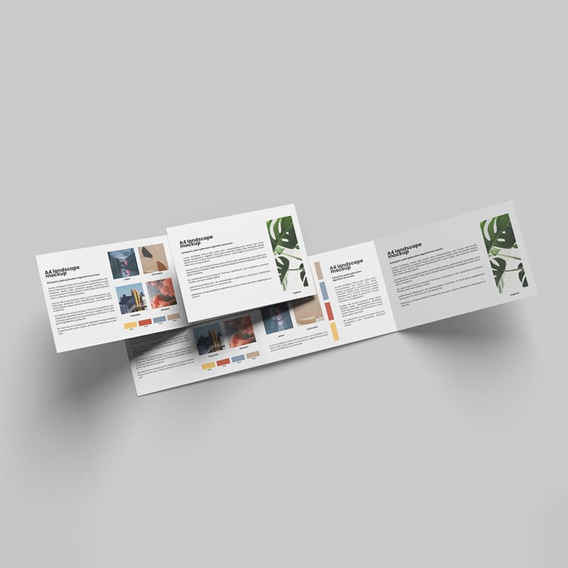 Minimalist Landscape Trifold Brochure Mockup PSD