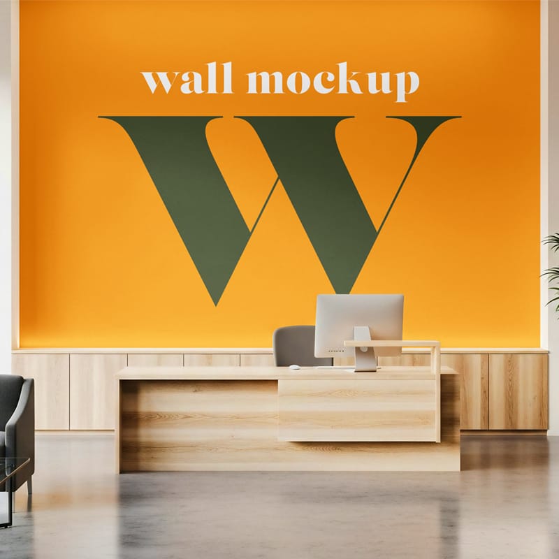 Modern Lobby Wall Mockup PSD
