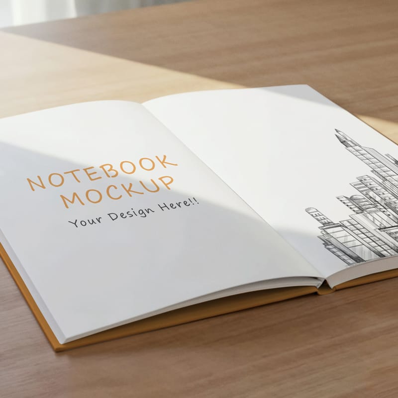 Notebook and Pen Mockup PSD