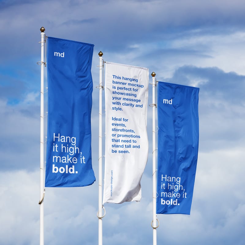Outdoor Flags Mockup PSD
