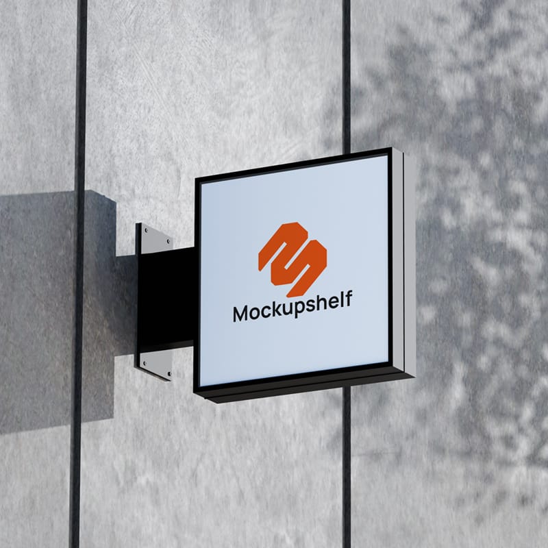 Outdoor Sign Board Mockup on Concrete Wall PSD