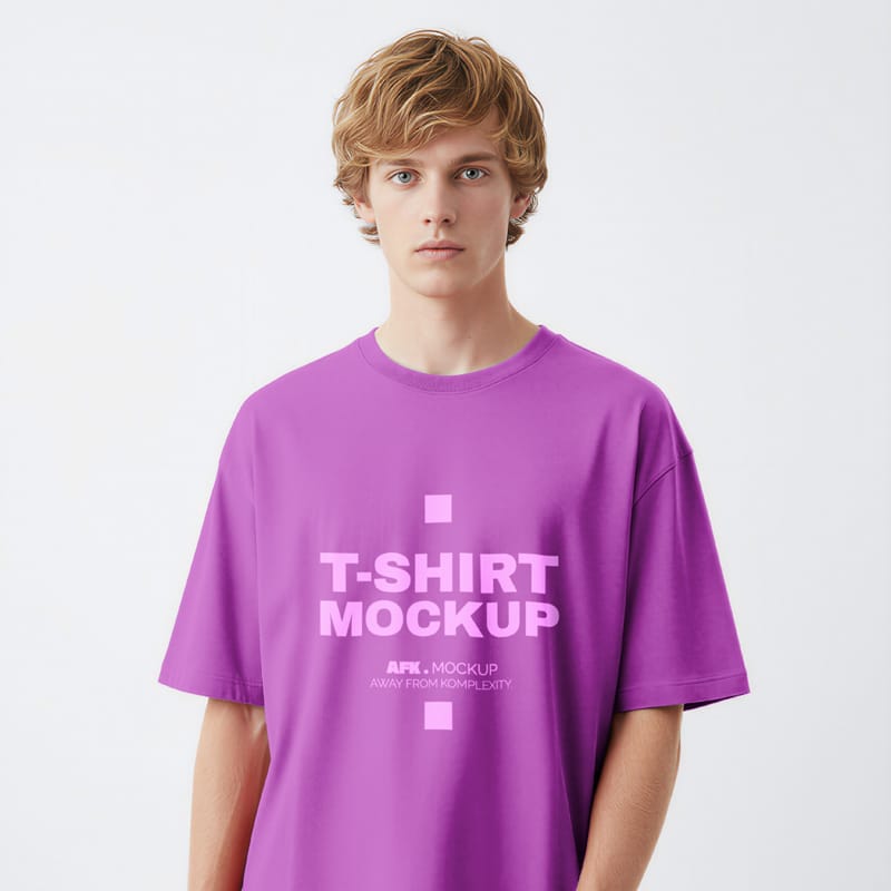 Oversized T-Shirt Mockup on Model PSD