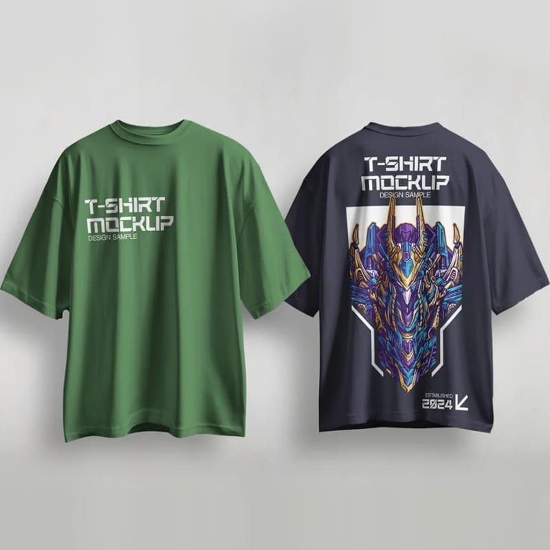 Oversized T shirt Mockup Front and Back PSD