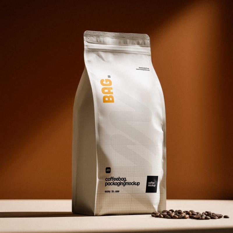 Paper Coffee Bag Packaging Mockup PSD