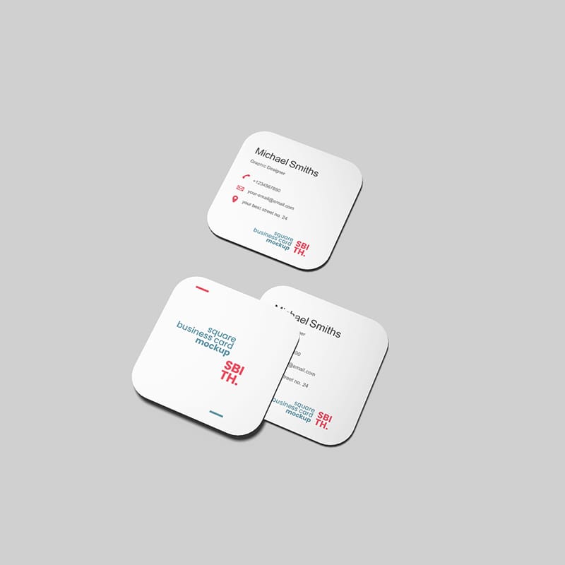 Perspective View Square Business Card Mockup PSD