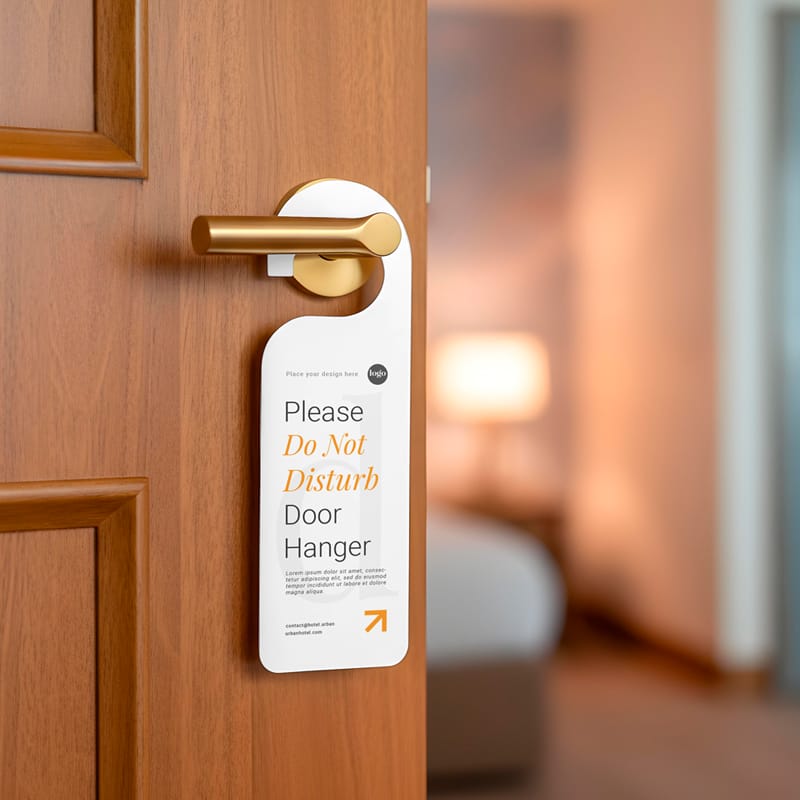 Photorealistic Door Hanger Mockup PSD
