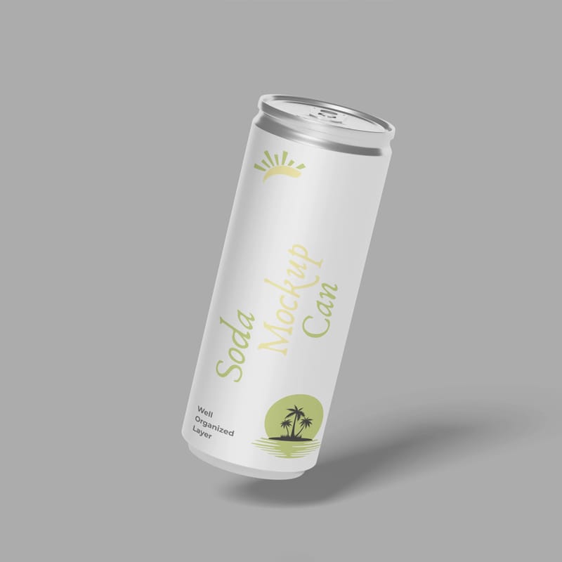 Photorealistic Slim Soda Can Mockup PSD