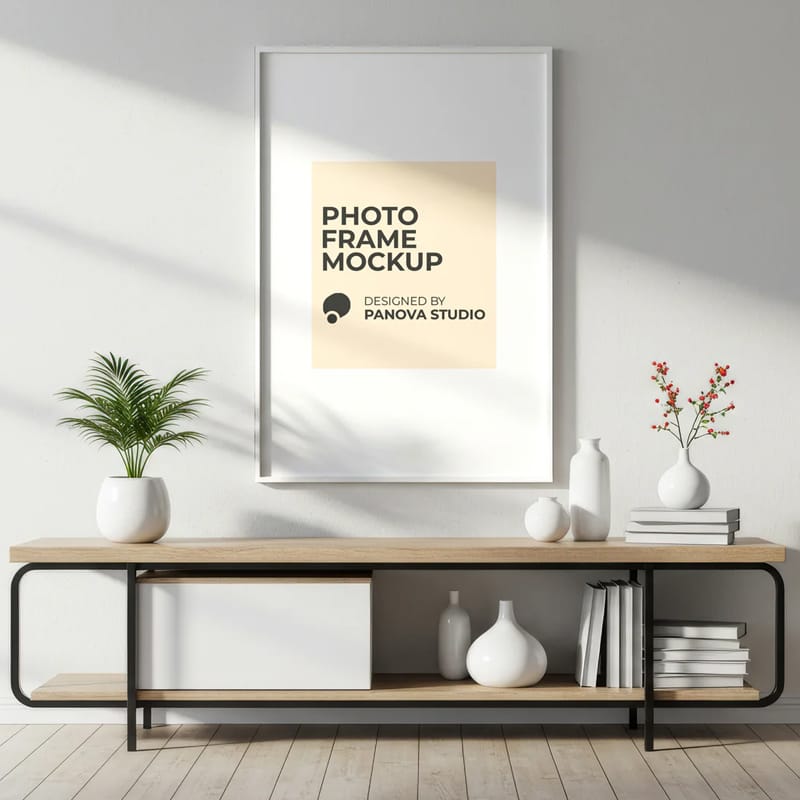 Poster Frame on Wall Mockup PSD