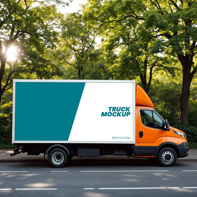 Realistic Food Truck Mockup Template PSD