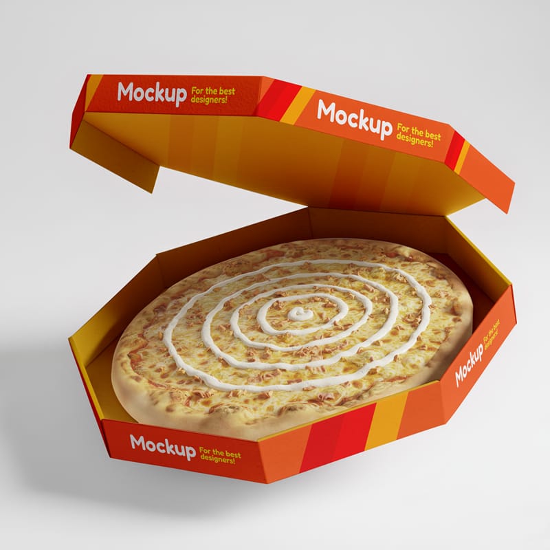 Realistic Pizza Box Mockup Template PSD