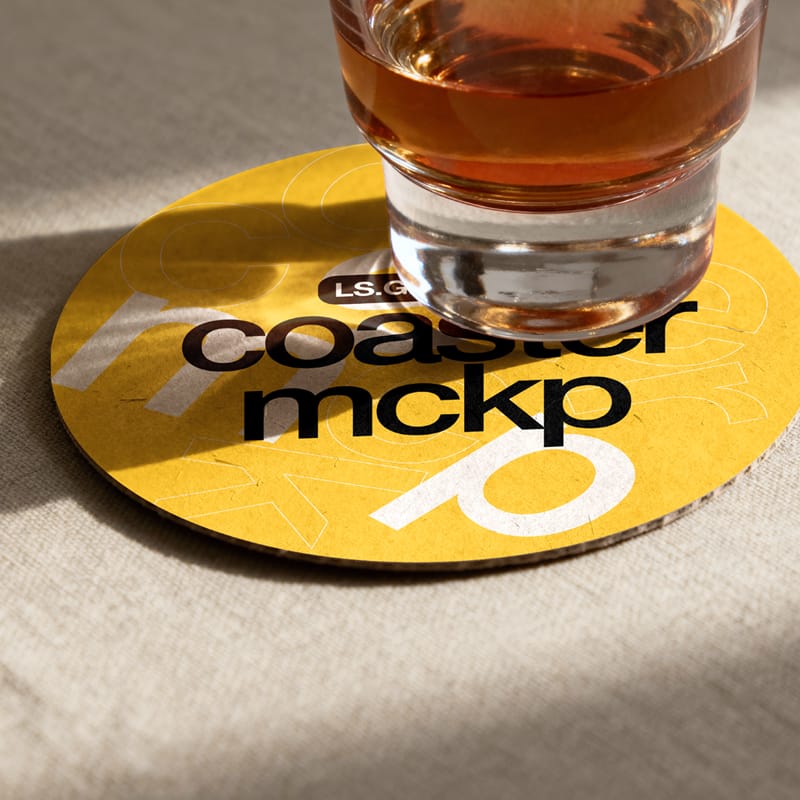 Realistic Round Coaster Mockup PSD