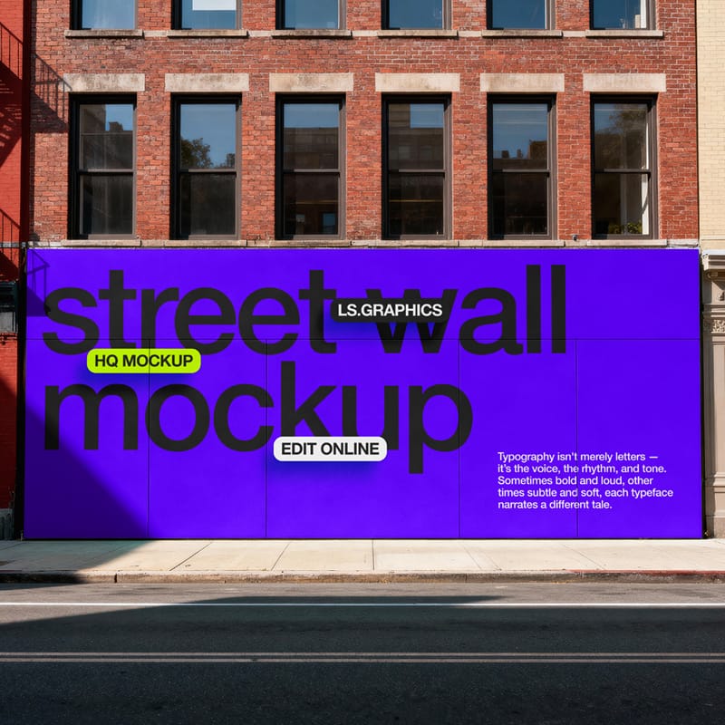 Realistic Street Wall Mockup PSD
