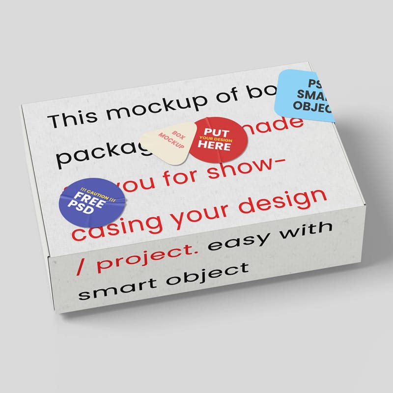 Realistic White Cardboard Packaging Box Mockup PSD