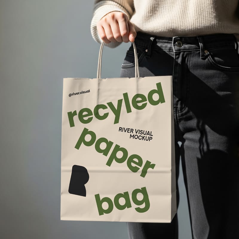 Recycled Paper Bag Mockup PSD