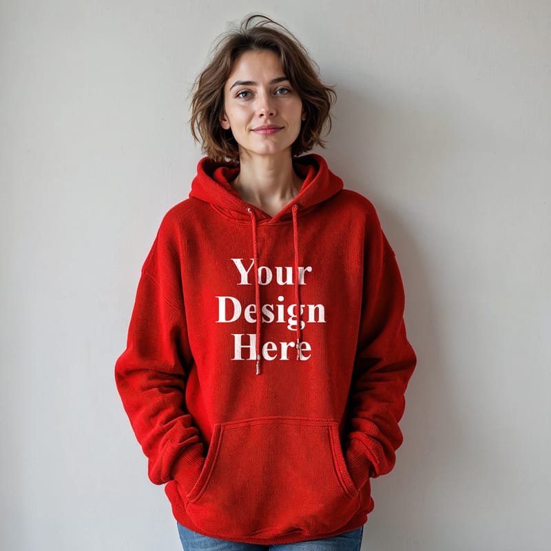 Red Hoodie Mockup PSD