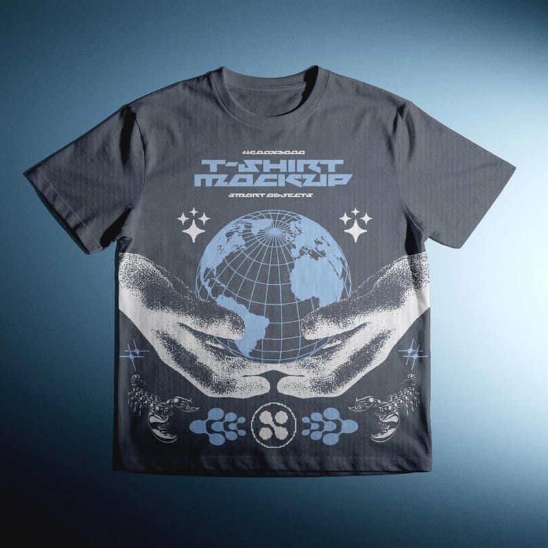 Retro Futuristic T-Shirt Mockup PSD