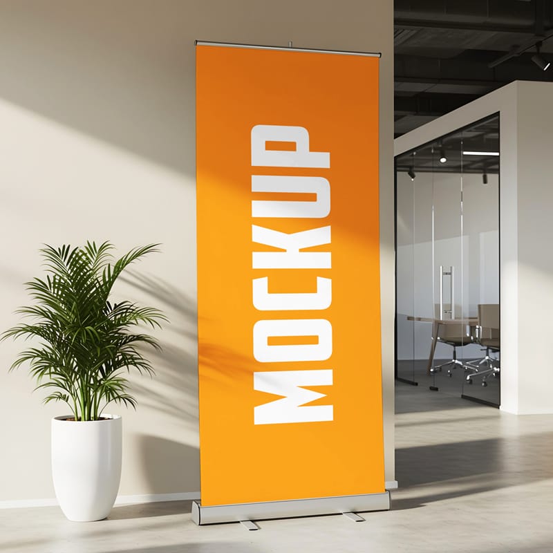Roll-up Standing Banner Mockup Template PSD