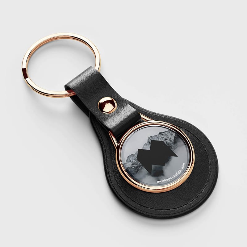 Round Leather Keychain Mockup PSD